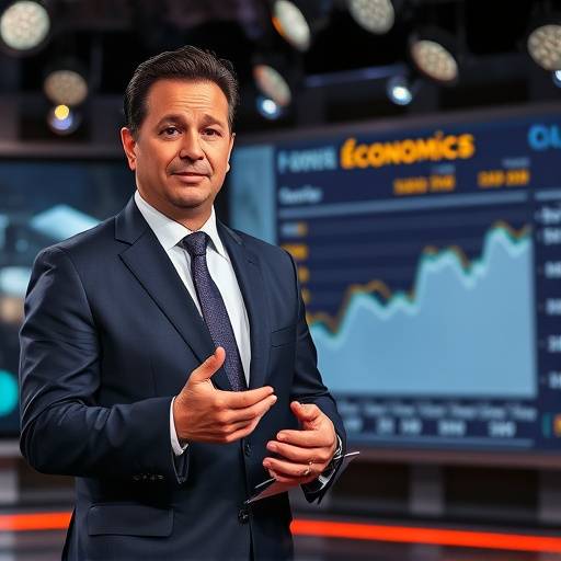 Carlos Sánchez presentando las noticias económicas en TeleEstudio Global.
