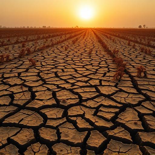 Imagen de un campo de cultivo afectado por la sequía, mostrando los efectos del cambio climático en la agricultura.